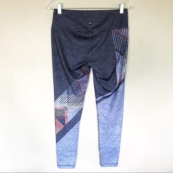 PRANA 7/8 Pillar Printed Yoga Leggings Size M Gray Blue Geometric Print LIKE NEW - Picture 6 of 9